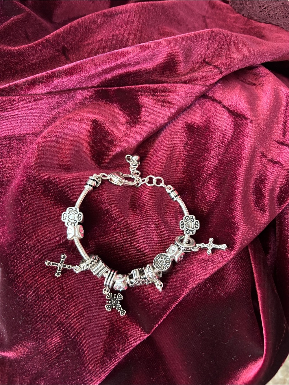Premier Designs Daily Devotional Silver Plated Cross Charm Bracelet